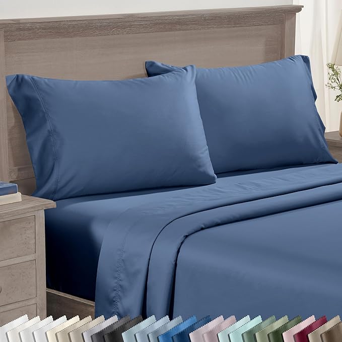 CALIFORNIA DESIGN DEN Luxuriously Soft Hotel Quality 600 Thread Count, 100% Cotton Set of 2 Cases, Crisp & Cool Pillow Cases King Size, Set of 2, Fits King Pillows (Dark Blue)