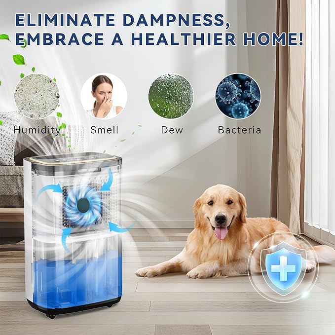 3000 Sq.Ft Dehumidifier for Basement with Drain Hose, 30 Pint Large Best Compressor Dehumidifiers for Home or Garage, Smart Humidity Control, 24H Timer & Child Lock, Ideal for Large Rooms, Garage