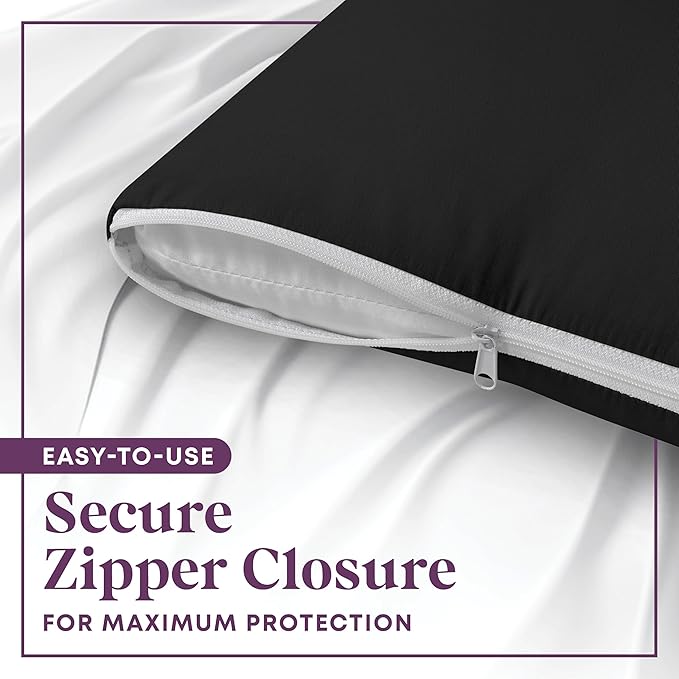 CirclesHome Pillow Protectors 4 Pack Standard Zippered - 100% Cotton Breathable Pillowcases - Protects Pillows from Dirt, Dust and Debris (Standard - Set of 4 - 20x26)