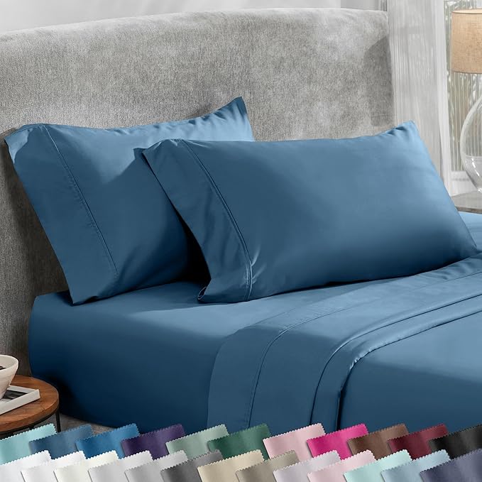 California Design Den King Size Pillowcase Set - 400 Thread Count, 100% Cotton Sateen, Set of 2 Pillow Covers, Soft and Breathable - Peacock Blue