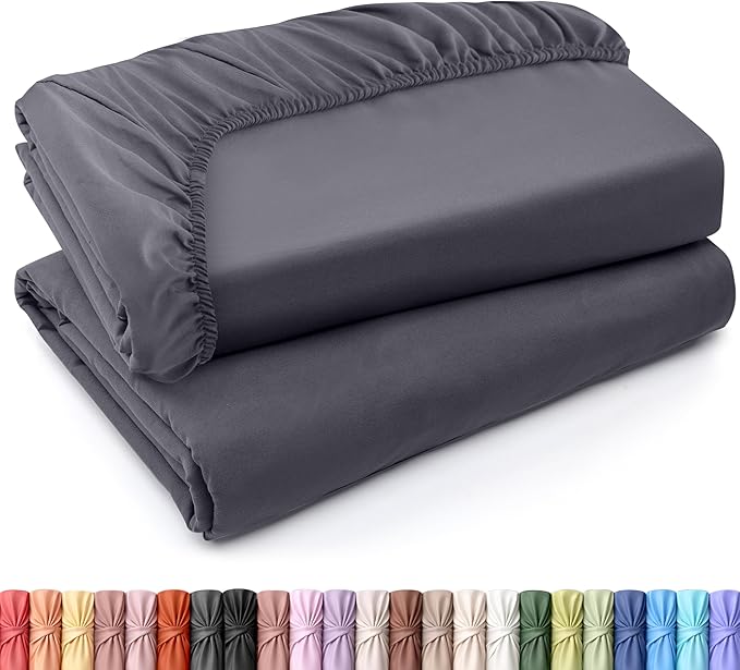 Utopia Bedding Twin XL Fitted Sheets - Bulk Pack of 2 Bottom Sheets - Soft Brushed Microfiber - Deep Pockets - Shrinkage & Fade Resistant - Easy Care (Twin XL, Grey)