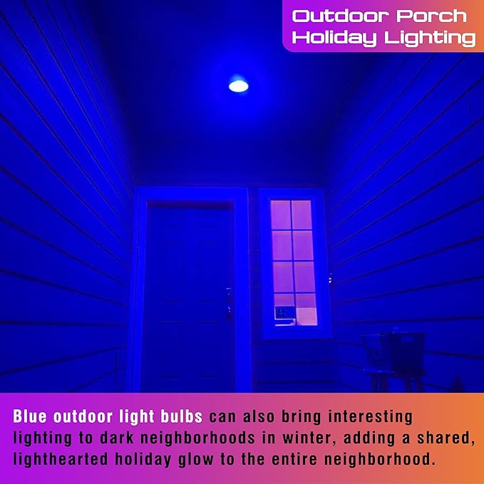 E26 Blue Light Bulb 25w-40w Equivalent, 3W Blue Christmas Lighting Bulb 300lm, G45 Colored Light Bulbs for Halloween, Party, Holiday Lighting, Home Decoration, Outdoor Porch, Non-Dimmable, 2 Pack