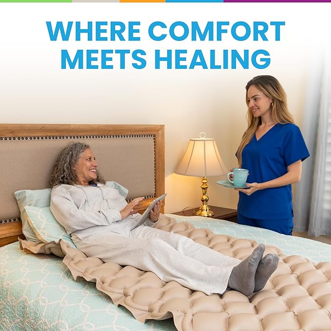 Glory Medical MT‑01 Alternating Pressure Mattress Topper – 12‑Minute Air Cycle, Waterproof Vinyl, Hypoallergenic & Latex‑Free Design, Supports Healthy Circulation for Hospital & Home Beds