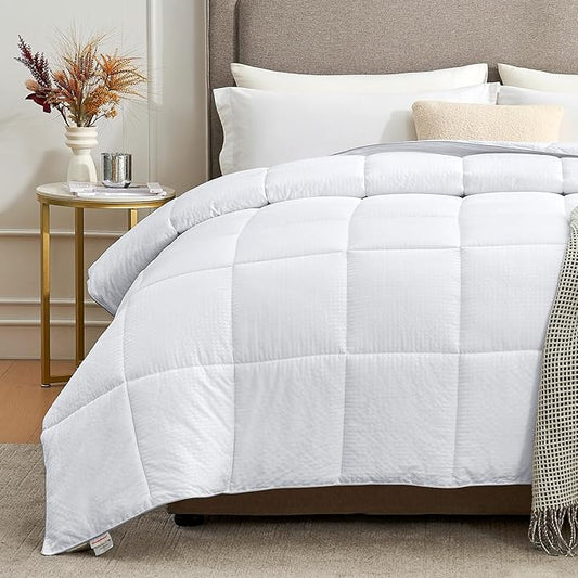 Homelike Moment California King Comforter - White Duvet Insert Down Alternative Bed Comforter, Lightweight Bedding Comforters Cal King Size Quilted Soft All Season White Square Embossed