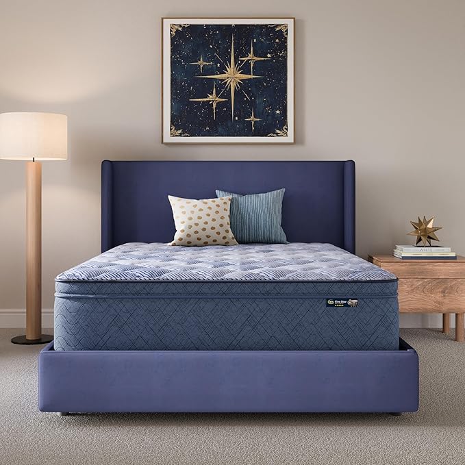 Serta Five Star Mattress Tranquility 16-Inch Plush Pillow Top – Cal King – Zoned Support, Pressure Relief, Cooling Comfort – Made in USA – Bed-in-a-Box – 100 Night Trial, 10-Year Limited Warranty