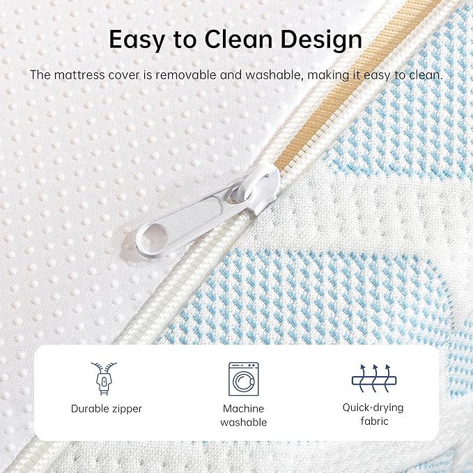 TFD Twin XL Mattress, 5 Inch Cooling Gel Memory Foam Mattress in a Box for Pressure Relief, No Fiberglass, Motion Isolation, Removable Washable Cover, Medium Firm, 80''L x 38''W