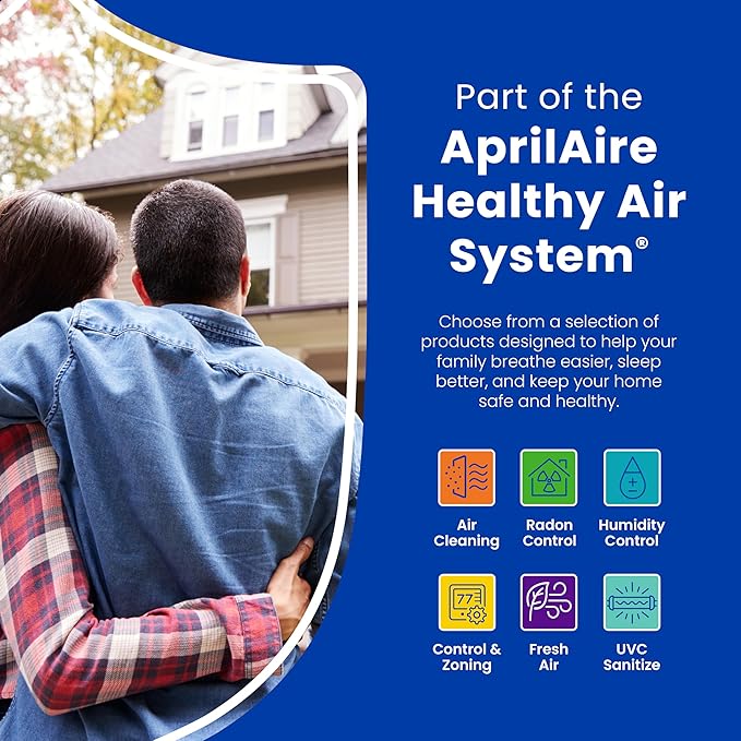AprilAire E080W Smart Wi-Fi Whole-House Dehumidifier, 80-Pint Energy Star Commercial Dehumidifier for Basement, Crawl Space & Home up to 4,400 Sq.Ft. with Pump, Drain Hose, Hanging Kit, MERV 11 Filter
