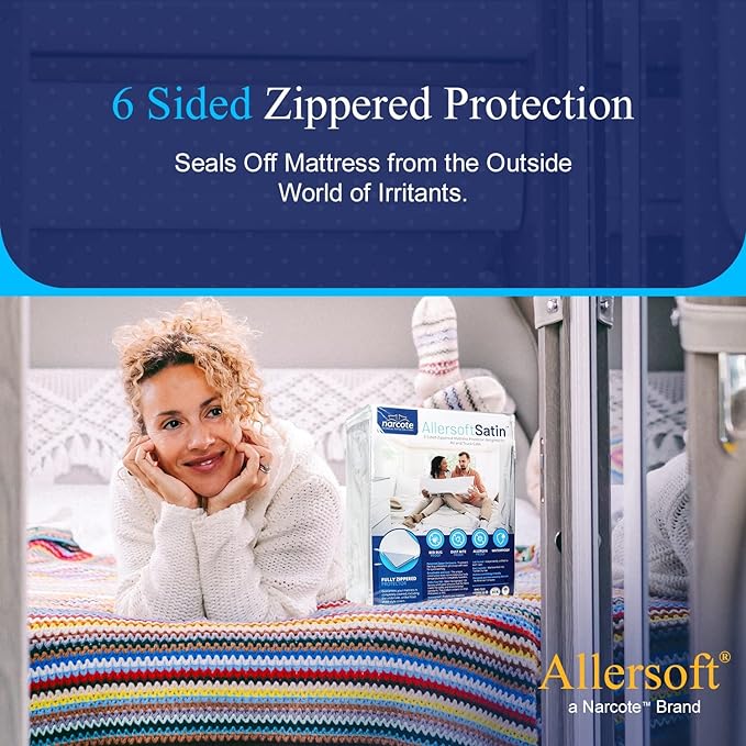 RV 6 Sided Zippered Mattress Protector with Secure Locking Zipper for 72x80 RV King. Creates a Natural Seal Around Your Mattress from Dust, Pet Dander, Pollen, Liquids & More. Oeko-Tex Certified
