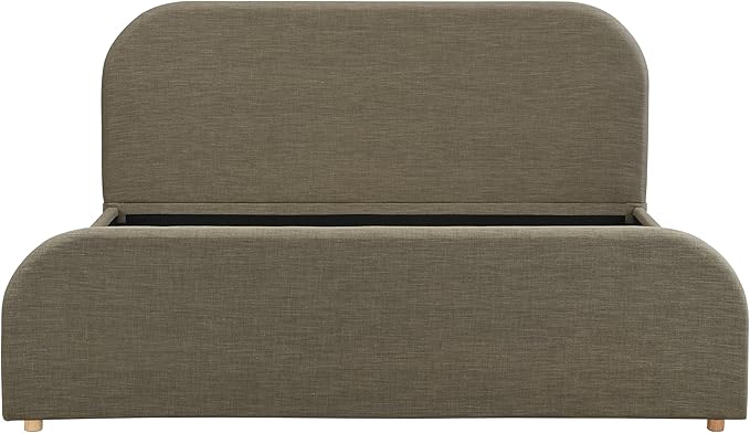 Christopher Knight Home Lanet Linen Upholstered King Size Bed Frame with Headboard, Modern King Bed Frame and Headboard, Wooden Slats Support, Easy Assembly, No Box Spring Needed, Olive Green