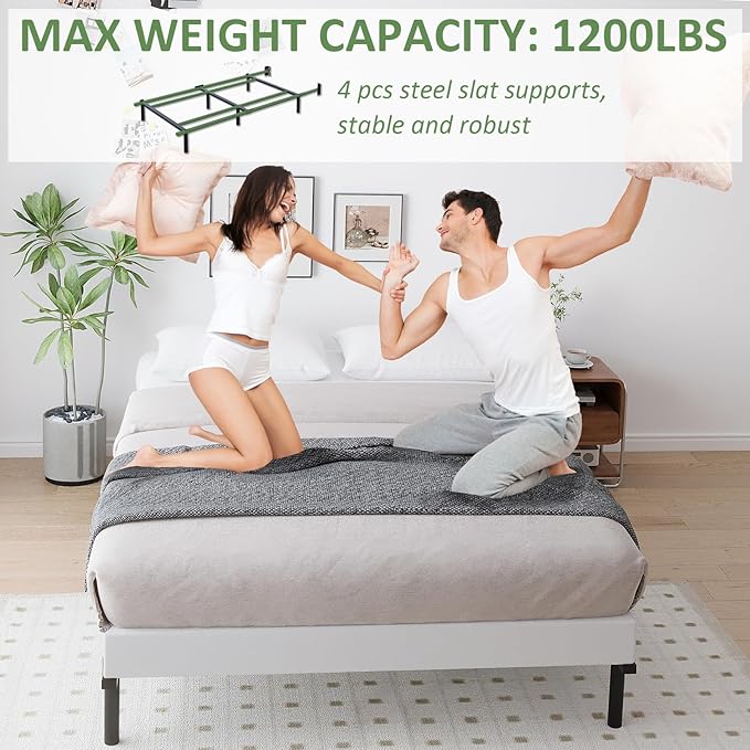 Twin Metal Bed Frame, 7 Inch Low Heavy Duty Platform Bed Frames Twin Size for Box Spring and Mattress, Easy Assembly, Noise-Free, Adjustable, Black