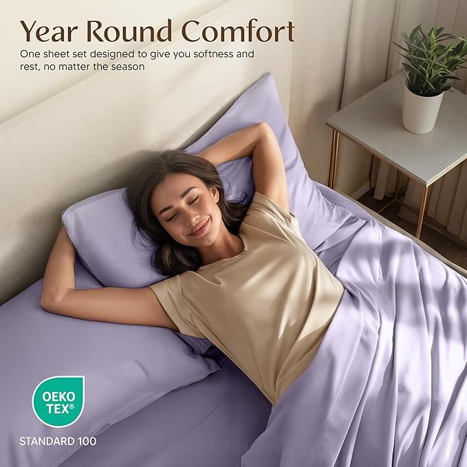 Utopia Bedding Twin XL Sheet Set – 3 Piece Bed Sheets for Twin XL Size Bed, Soft and Breathable Microfiber, Includes 1 Fitted Sheet, 1 Flat Sheet and 1 Pillowcase – Oeko Tex (Lavender)