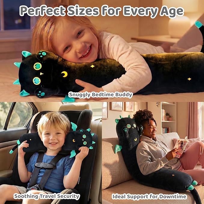 Mewaii Long Cat Plush, 5 Sizes, 120% Extra Filling Giant Plushness Kids Body Pillow, Kawaii Cute Big Eyes Stuffed Animal Plushie, Big Long Body Pillow Gift for Girls 36'