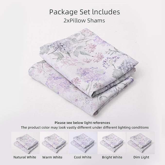 CHUFFED 100% French Linen Pillow Cases Spring Ivy Print, Farmhouse Floral Stone Washed Pillow Shams with Envelope Closure Soft Breathable Vintage Pillow Covers for Decor,20x36 inches