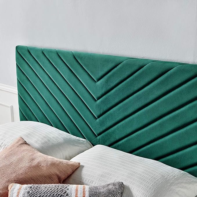 Modway Alyson Angular Channel Tufted Performance Velvet Twin Headboard, Teal