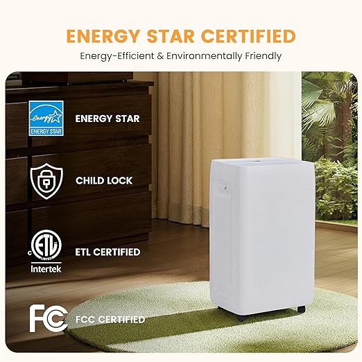 50Pints Dehumidifier with Drain Hose, 3,500 Sq.Ft Dehumidifier for Basement, 4.5L/1.19 Gallon Tank, Energy Star Cert. 41dB, Airflow Swing, Humidity Remover for Home, Bedroom & Bathroom