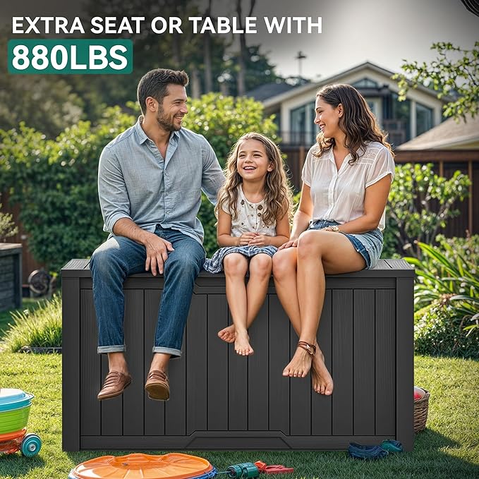 YITAHOME XXL 240 Gallon Large Outdoor Storage Deck Box for Patio Furniture, Outdoor Cushions, Garden Tools and Sports/Pools Equipment, Weather Resistant Resin, Lockable (Black)