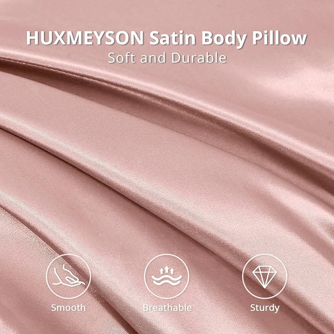 HUXMEYSON Body Pillow with Satin Pillowcase, Body Pillow for Adults, Removable Cover, Pink (20"x54")