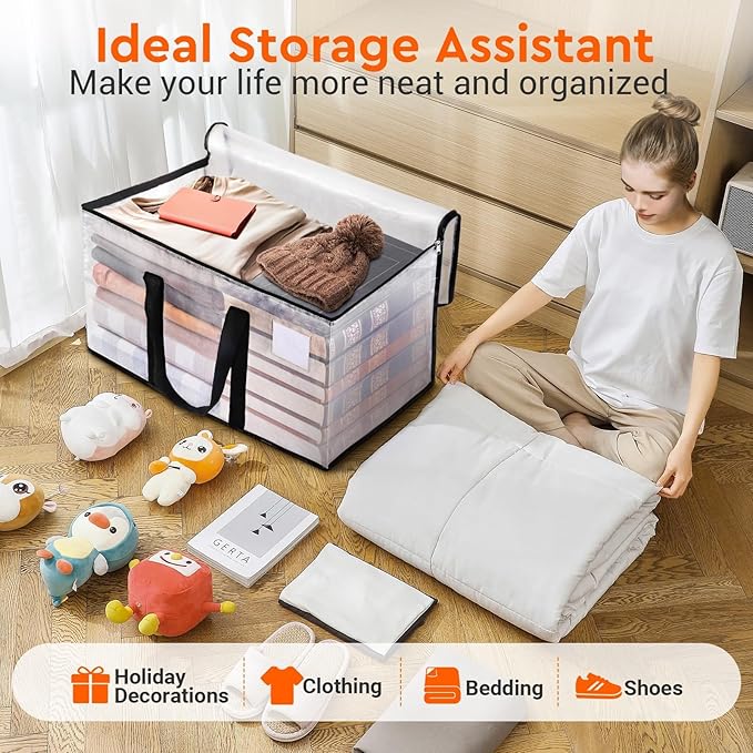 BlissTotes Moving Bags, 125L 4-Pack Storage Bags, Moving Box Heavy Duty Extra Large, Moving Totes with Zipper, Large Packing Bag with Reinforced Handles, Boxes for Packaging Moving