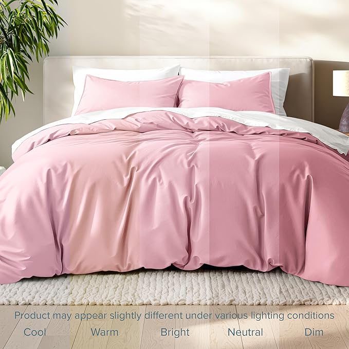 Bare Home Bedding Duvet Cover King Size - Premium 1800 Super Soft Collection - Lightweight, Cooling - Soft Breathable Bedding Duvet Cover (King, Light Pink)