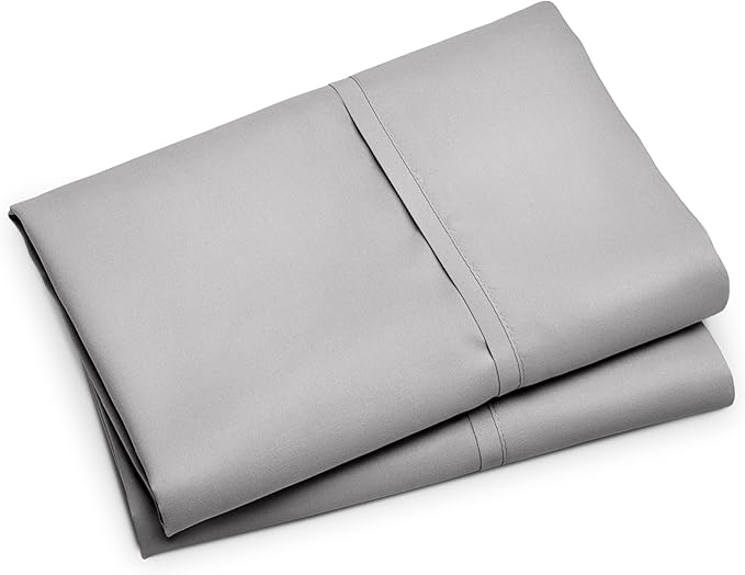Bare Home Microfiber Pillow Cases - Standard/Queen Size Set of 2 - Cooling Pillowcases - Double Brushed - Light Grey Pillowcases 2 Pack - Easy Care (Standard Pillowcase Set of 2, Light Grey)