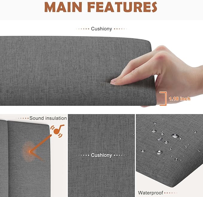 IFNOW Upholstered Wall Mounted Headboard, 3D Soundproof Wall Panels Peel and Stick Headboard for Full Size, Reusable and Removable Tufted Bed Headboard in Dark Grey(6 Panels, 10" x 24")