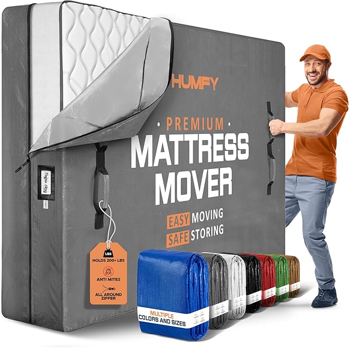 Mattress Bags For Moving With 8 Handles – Twin XL Mattress Moving Bag – Tear-Proof Mattress Storage Cover With Dual Zippers – Reusable Mattress Moving Bags For Transport & Storage Mattress Protector