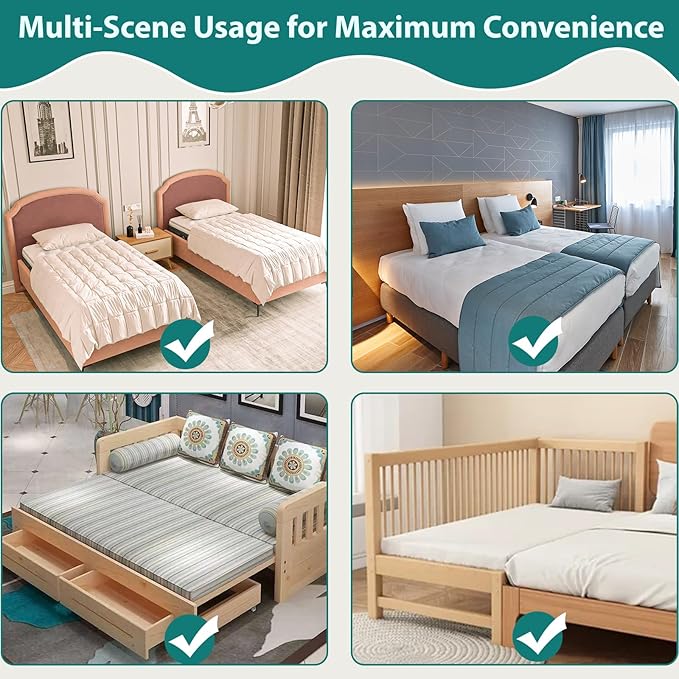12" Extra Wide Split King Gap Filler for Adjustable Bed, Bed Bridge Twin to King Converter with Washable Cover, Close The Gap (0-3"),White