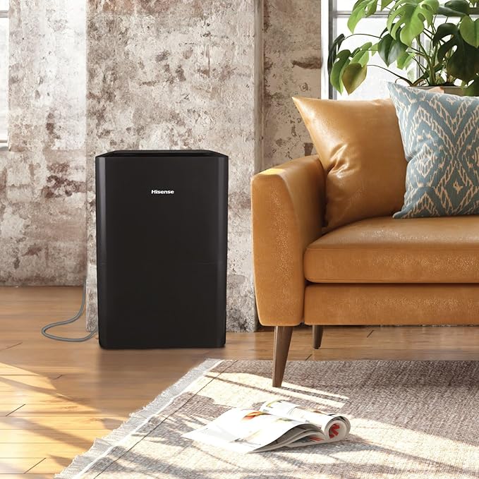 Hisense 50 Pint Portable Dehumidifier with Built-In Pump in Black, Energy Efficient Quiet Humidity Absorber for Bathroom Bedroom Garage Attic Home House Crawl Space Closet