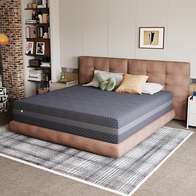 Novilla 14 Inch King Size Mattress, King Mattress Gel Memory Foam for Body Contouring, Consistent Pressure-Relieving Support, with Green Tea-Infused Foam, Medium Firm, Mattresses in a Box