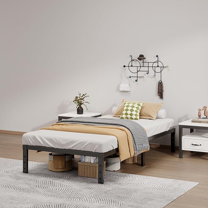 LUMUNANCE Metal Bed Frame Twin Size - 12 Inch Heavy-Duty Twin Platform Bed Frame No Box Spring Needed, Easy Assembly, Noise-Free, Sturdy Mattress Foundation, Underbed Storage Space