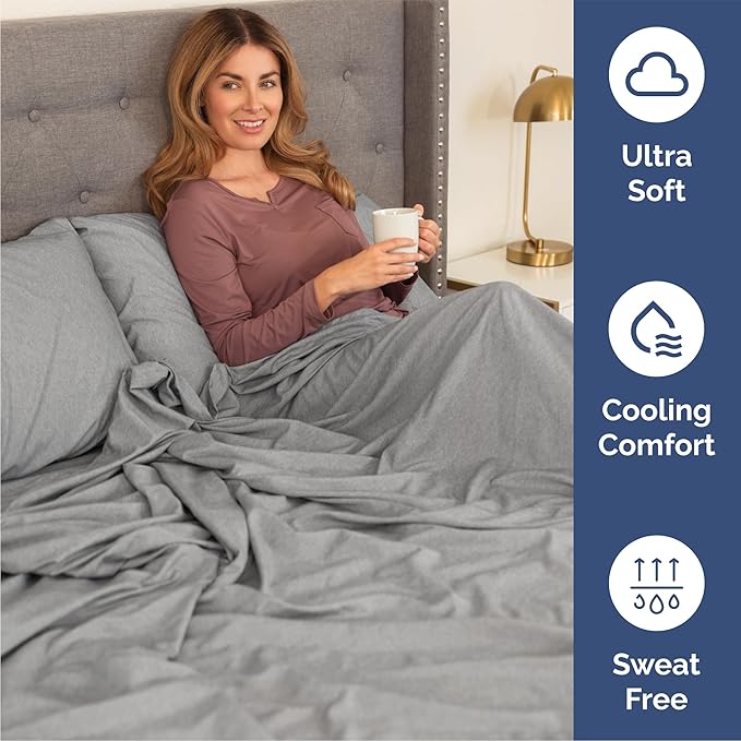 Queen Size 4 Piece Sheet Set - Comfy Breathable & Cooling Sheets - Hotel Luxury Bed Sheets for Women & Men - Deep Pockets, Easy-Fit, Soft & Wrinkle Free Sheets - Heathered Grey Oeko-Tex Bed Sheet Set