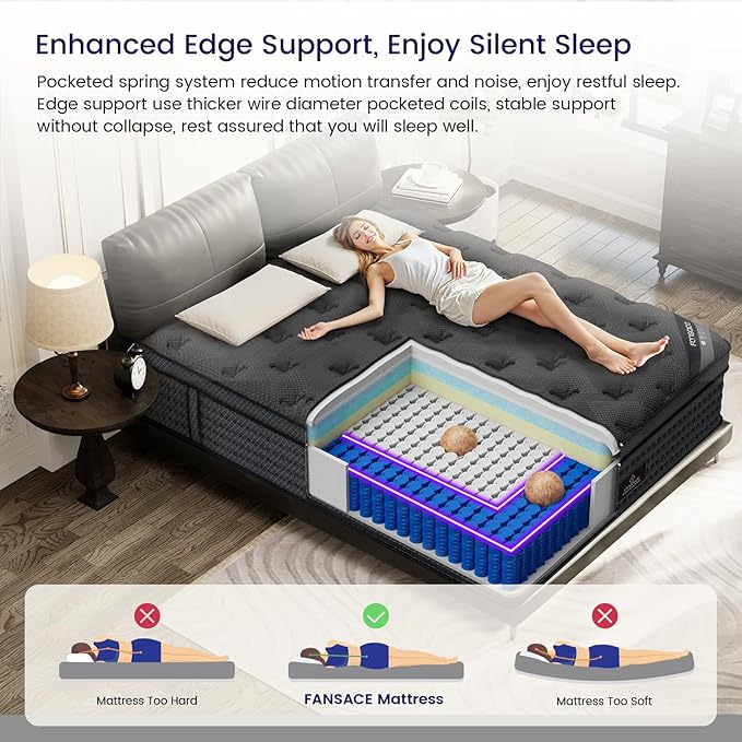 California King Size Mattress (High-End Upgraded) Hotel-Level Luxury 14 Inch Hybrid Cal King Mattress In A Box, Cooling-Gel Memory Foam & Pocket Springs, Extra Edge Support,365-Night Trial,Medium Firm