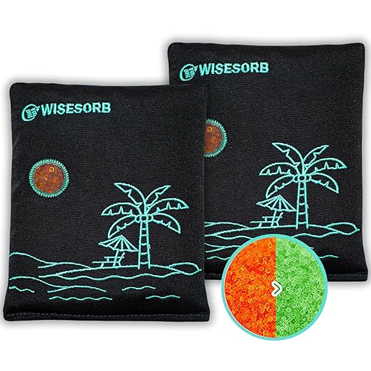 Wisesorb 500g x 2pcs Rechargeable Desiccant Packs, Reusable Car Dehumidifier, Microwave Reactivated Silica Gel Packets Moisture Absorber with Color Indicating for Safe Closet Basement Garage