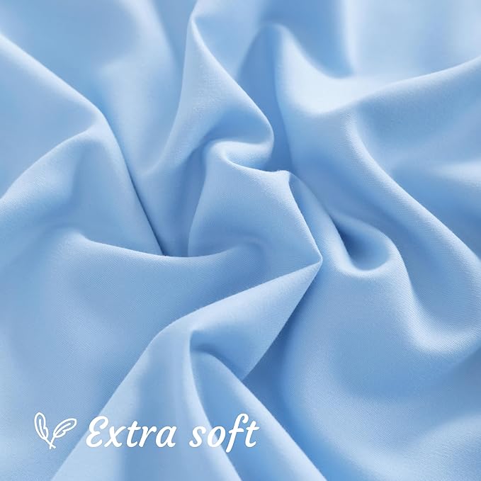 NTBAY Standard Pillow Cases Set of 2, 2 Pack Brushed Microfiber 20x26 Pillow Cases, Soft, Wrinkle, Fade, Stain Resistant Sky Blue Pillow Cases with Envelope Closure, 20x26 Inches, Sky Blue
