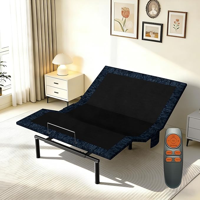 Patented Design Full Adjustable Bed Frame, Ergonomic Electric Foldable Bed Base with Wireless Remote, Head and Foot Incline, Zero Gravity& Anti-Snore, Ideal for Small Spaces & Elderly Use
