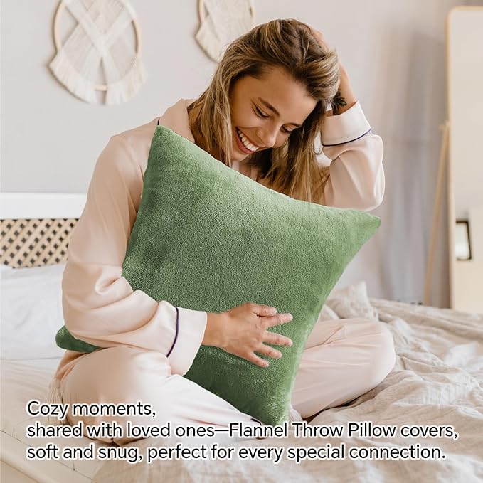BEDELITE Velvet Pillow Covers 26x26 with Zipper, 2 Pack Super Soft Square Pillow Covers for Bedroom, Sofa, Luxury Cozy Fleece Pillowcases for All Seasons(26x26 Inches, Sage Green)