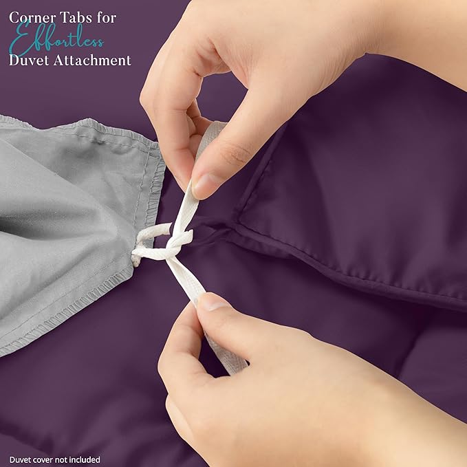 Utopia Bedding King Comforter Duvet Insert, Quilted Plum Comforter with Corner Tabs, Box Stitched Down Alternative Comforters King Size 90 x 102 inches