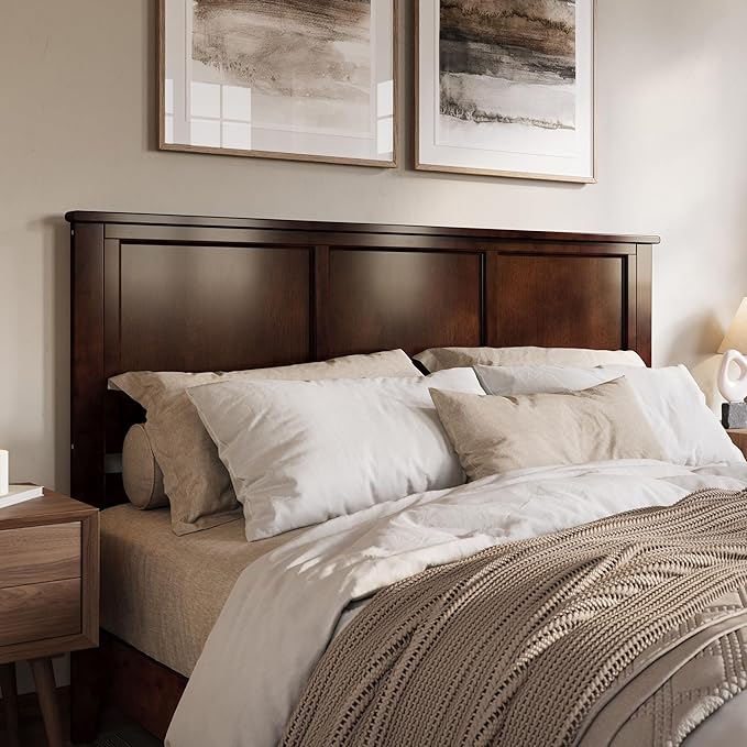 AFI, Madison King Solid Wood Panel Headboard, Walnut