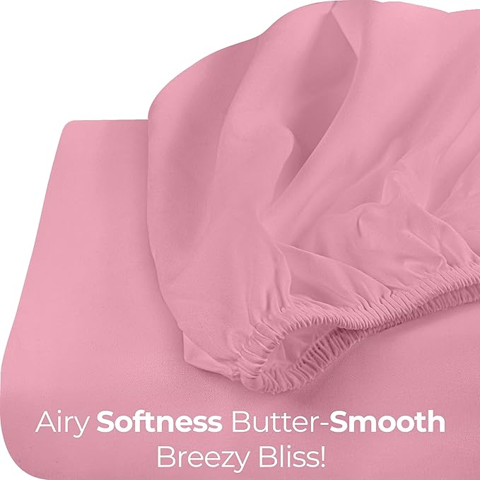 Utopia Bedding Queen Fitted Sheet - Bottom Sheet - Deep Pocket - Soft Microfiber - Shrinkage and Fade Resistant - Easy Care -1 Fitted Sheet Only (Pink)