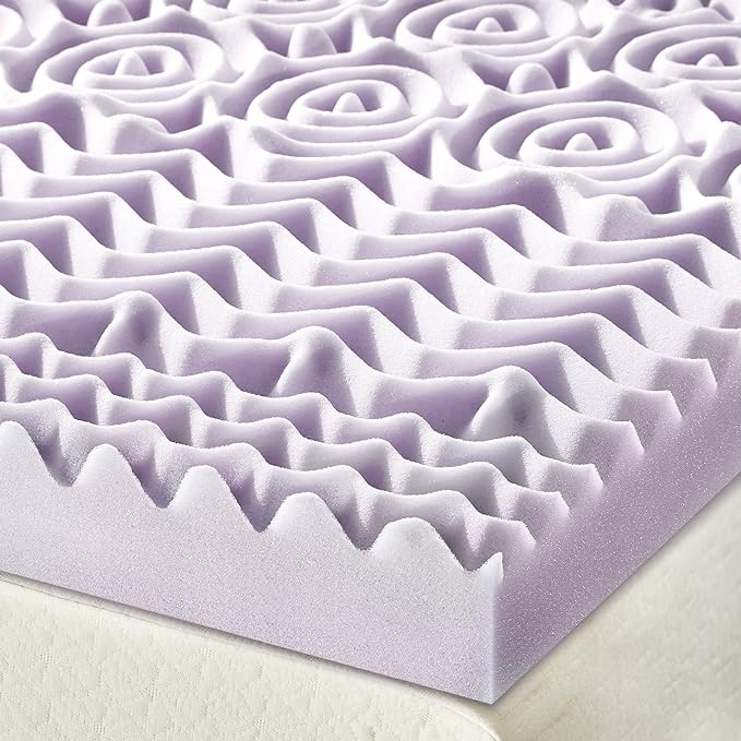 Mellow 3 Inch 5-Zone Memory Foam Mattress Topper, Soothing Lavender Infusion, Dorm Essentials, Twin
