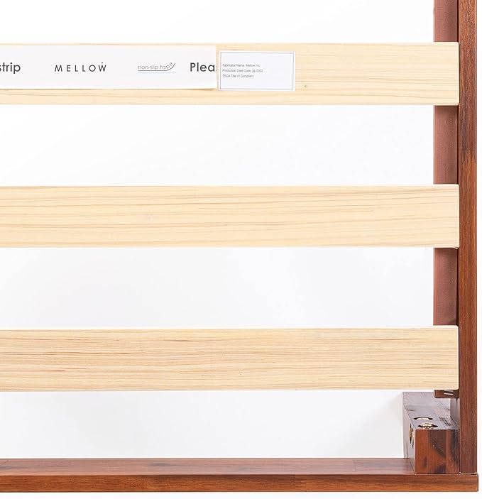 Mellow Naturalista Classic - 79.5"L x 59.5"W x 12"H Inch Solid Wood Platform Bed with Wooden Slats, No Box Spring Needed, Easy Assembly, Queen, Cherry
