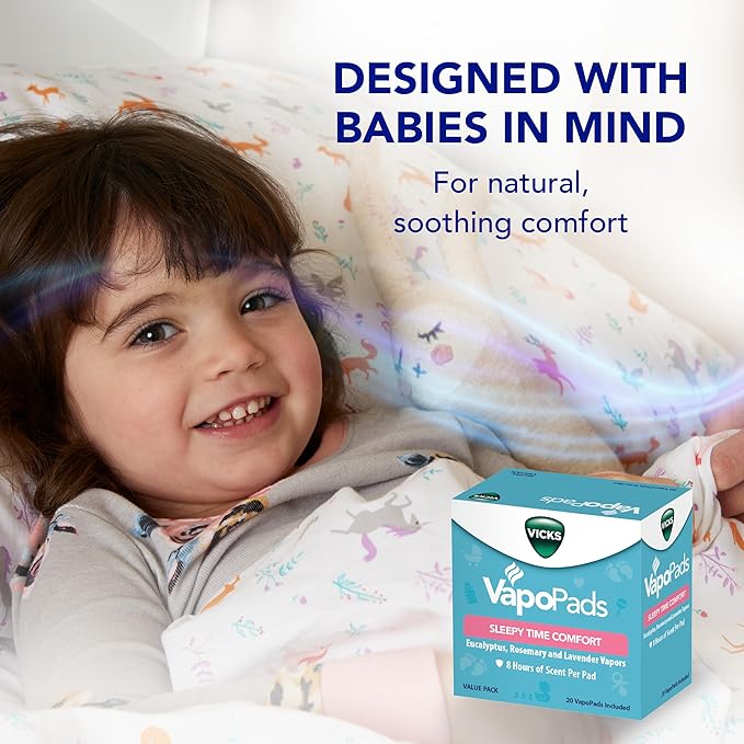 Vicks VapoPads Sleepy Time Comfort - Vapor Pads Refill for Vicks Humidifiers and Steam Inhalers - Rosemary, Lavender, and Eucalyptus, 20-Pack, Box Color May Vary