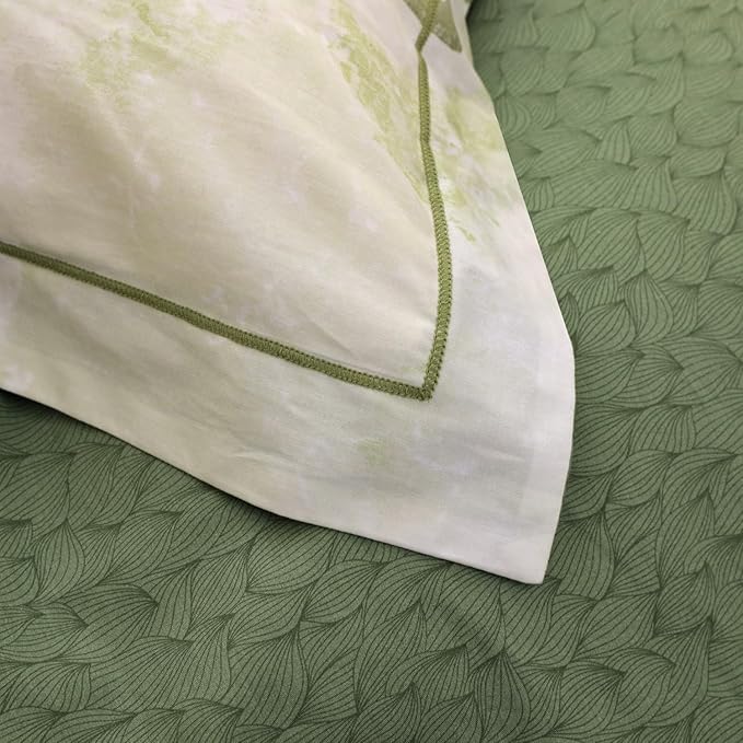 OAITE Duvet Cover Set Queen Size Floral Pattern 500 Thread Count Ultra Soft 100% Cotton Duvet Cover Sets 3-PC, Breathable Duvet Cover with Zipper Closure & Corner Ties