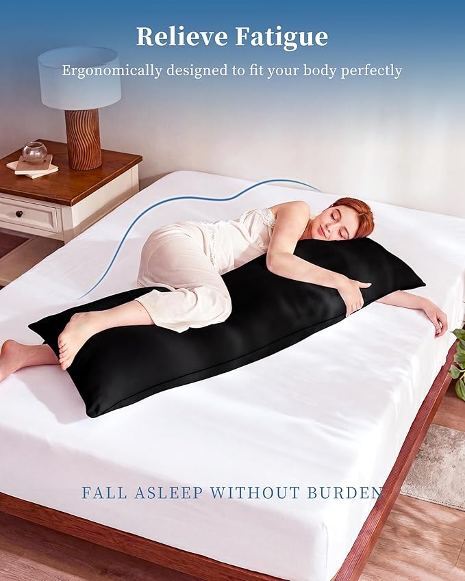 YZ HOME Memory Foam Body Pillow Insert - Full Body Pillow for Adults - Soft Large Long Bed Pillow for Side Sleeper(20x54 Inch, Black)