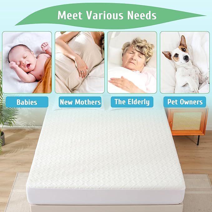California King Mattress Protector, Soft Breathable Waterproof Cal King Mattress Pad Cover, 6-18 in Deep Pockets, 72"x84", White