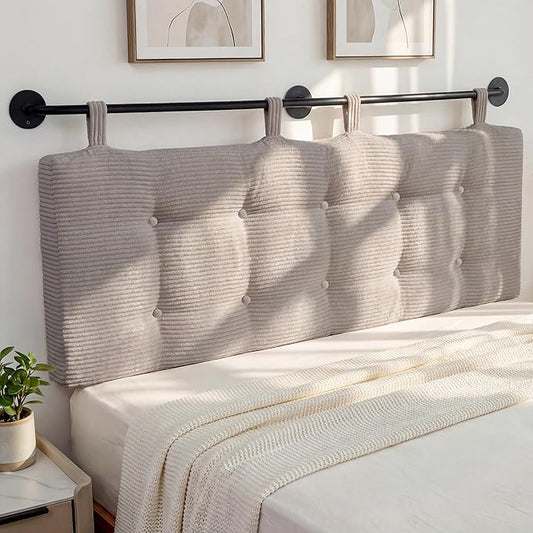 HIGOGOGO Wall Mounted Headboards for Twin Size Bed, Hanging Head Board Wall with Button Tufting, Adjustable Height Headboard for Bedroom,Grey