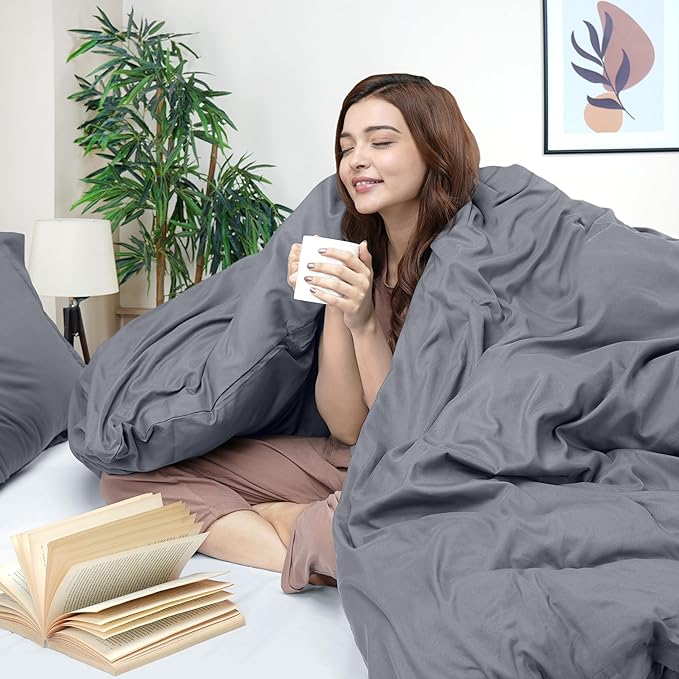 Utopia Bedding Duvet Cover Twin Size - 2 Piece with Zipper Closure - 1 Comforter Cover 68X90 Inches & 1 Pillow Sham 20X26 Inches (Grey) Comforter Not Included