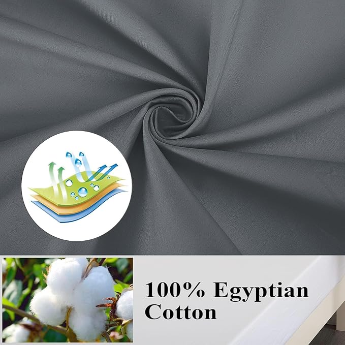 100% Egyptian Cotton Toddler Pillowcases Set of 2, 400 Thread Count Sateen Weave Small Pillow Protectors, Super Soft Breathable Zippered Pillow Covers 13x18 Inches (Dark Grey, Toddler)