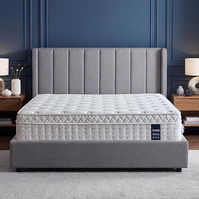 Twin XL Mattress 14 Inch Hybrid Mattress in a Box, Memory Foam & Pocket Spring, Medium Plush, Cooling Breathable Silver Thread, Pressure Relief, Motion Isolation, 365-Night Trial