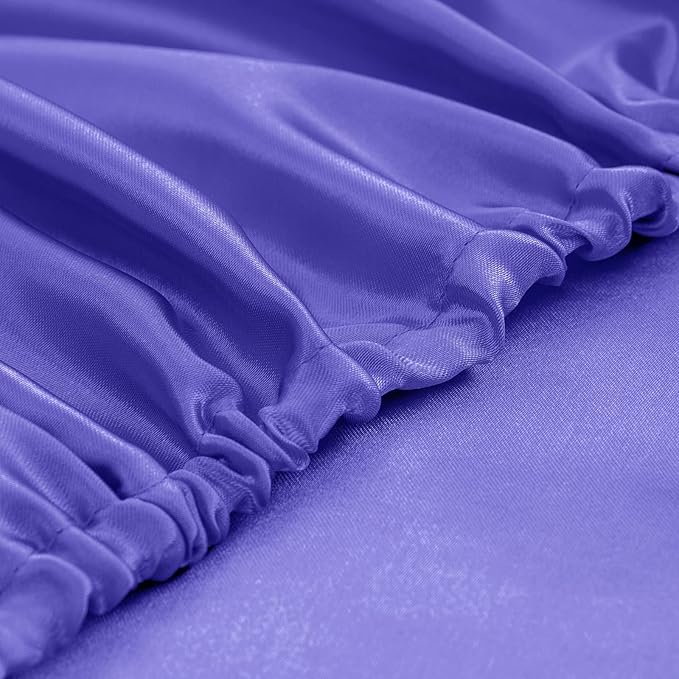 Homiest 3pcs Satin Sheets Set Luxury Silky Satin Bedding Set with Deep Pocket, 1 Fitted Sheet + 1 Flat Sheet + 1 Pillowcase (Twin Size, Periwinkle Blue)